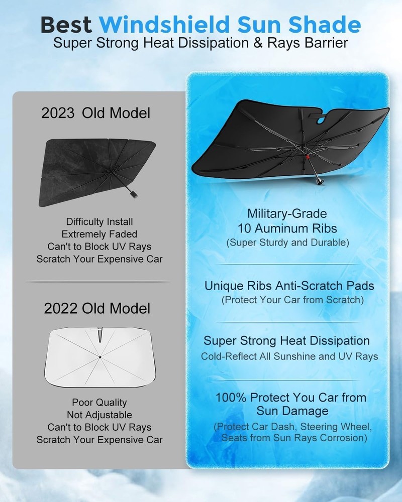 57" x 32" Car Windshield Sun Shade Foldable Umbrella Front Window Cover Visor
