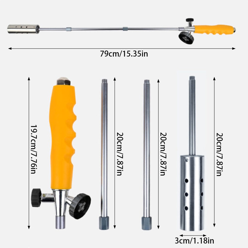 Detachable Long Arm Weed Torch Propane Burner Terminator Flame Control Valve US