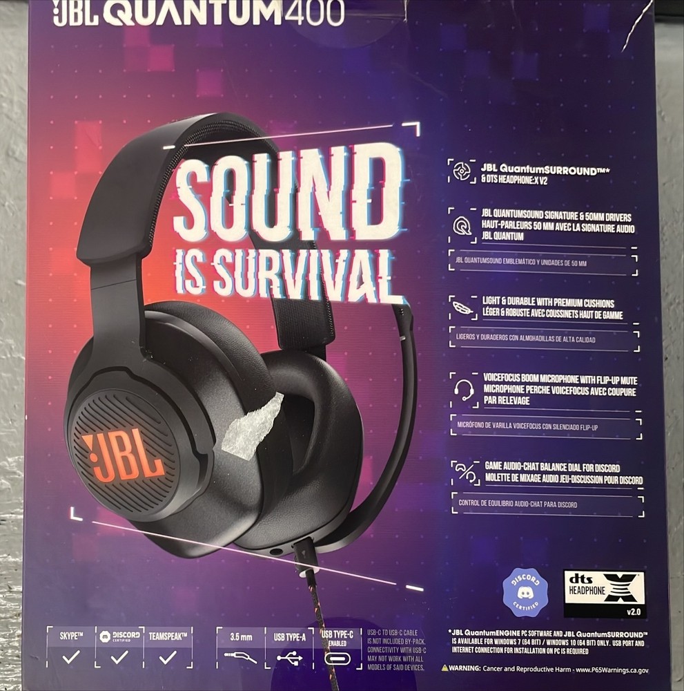 JBL Quantum 400 Gaming Headset - Black (Open Box)