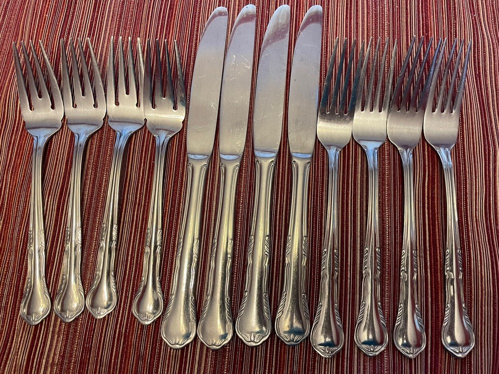 12 Pfaltzgraff PRESLEY Stainless Flatware Replacement Dinner Salad Forks Knives