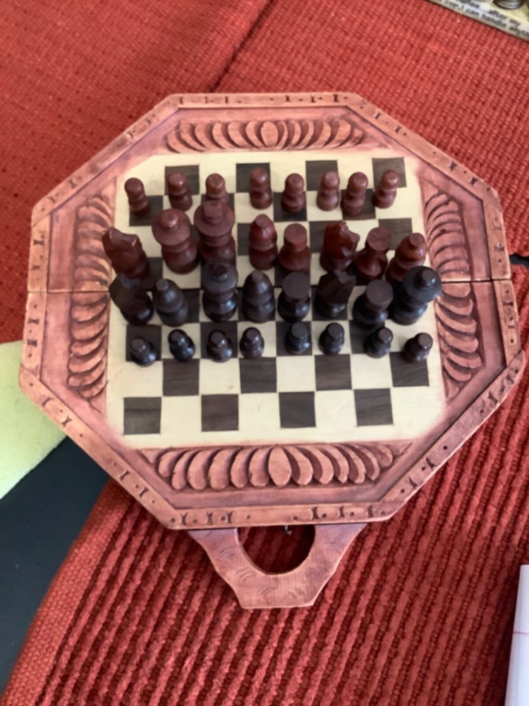 antique ? wooden hand carved chess set