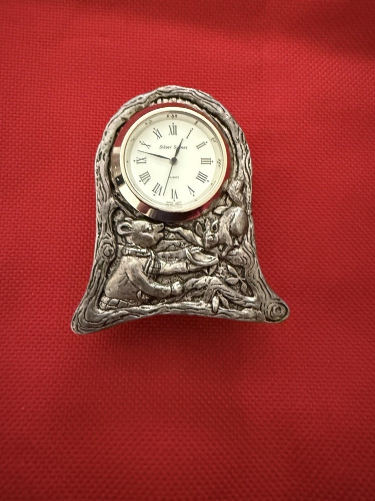 Silver Scenes Mini Clock