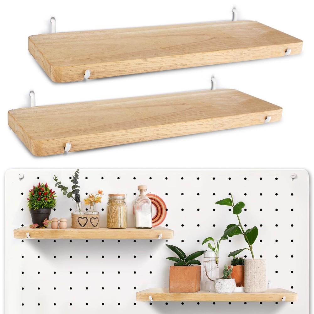 Solid Wood Pegboard Shelf Pegboard Shelves with Pegboard Hooks Pegboard Acces...