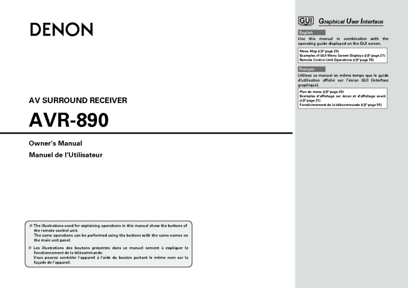 Denon AVR-890 Receiver Amplifier Owners Manual