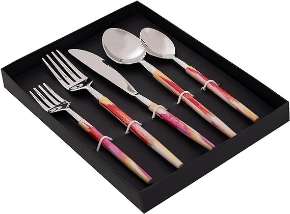 Red pink/ Print Cutlery Set