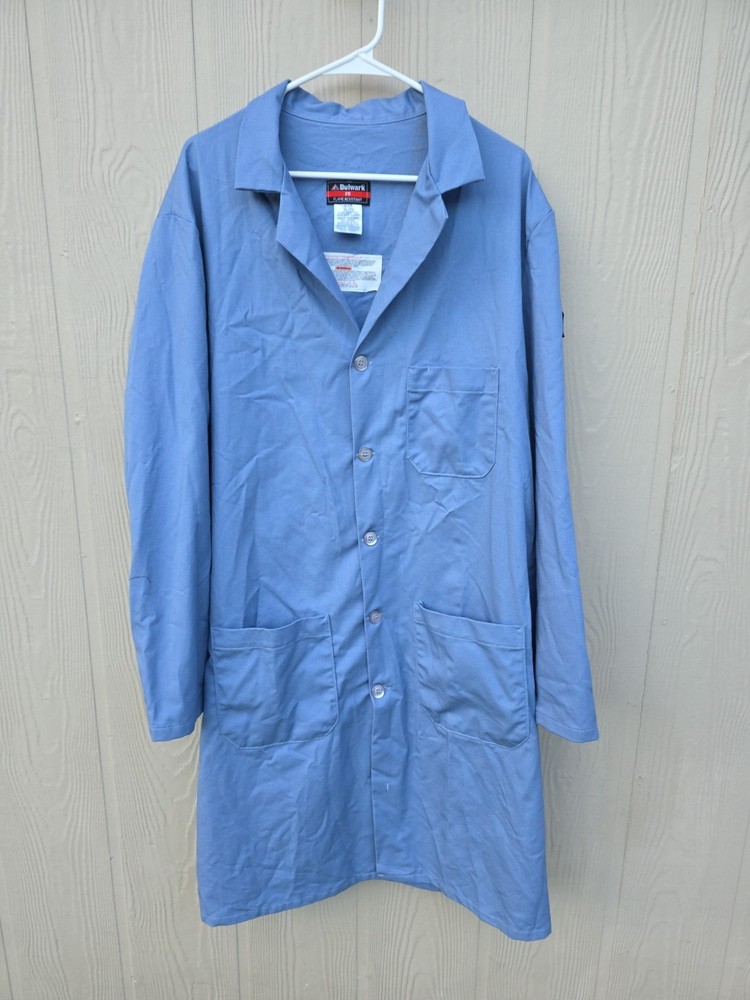 Bulwark FR Concealed Snap-Front Lab Coat Flame Resistant Light Blue XXL-REGULAR
