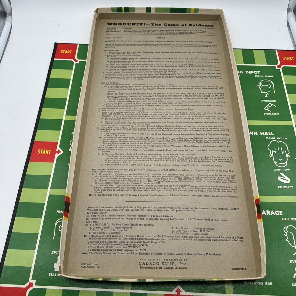 Whodunit Board Game 1959 Cadaco no. 232