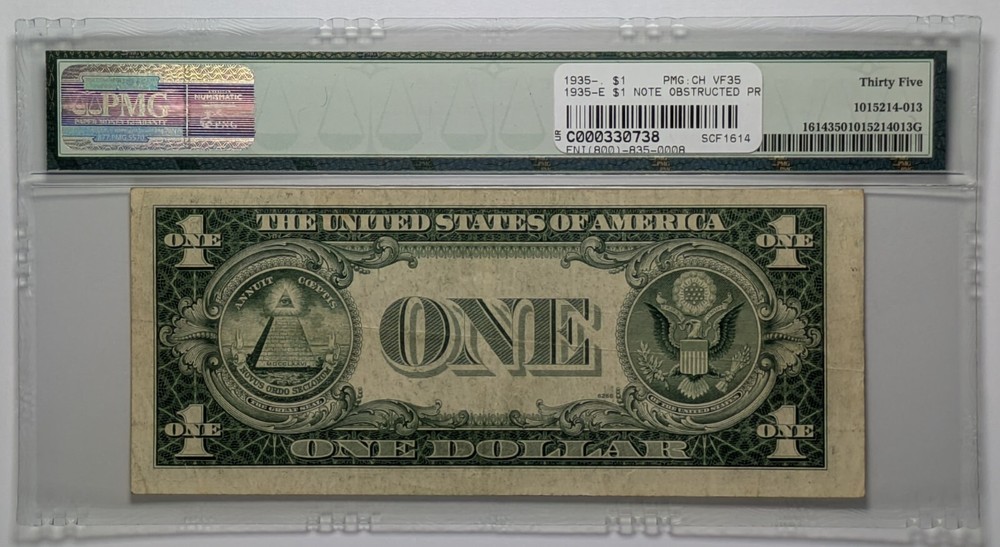 1935E $1 Silver Certificate Fr#1614 PMG Ch VF 35 Obstructed Printing Error