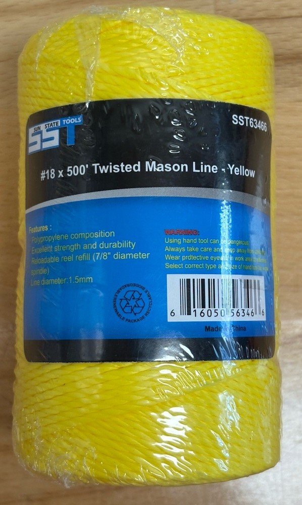 Mason Line String Construction. Yellow Layout Masonry Twine. #18 X 500’