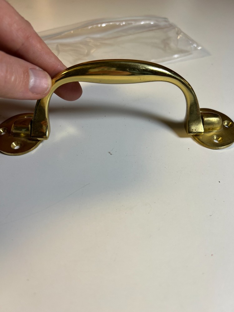 Antique Solid Brass Folding Chest Handle Drop Pull 6.5” Marine Campaign Trunk