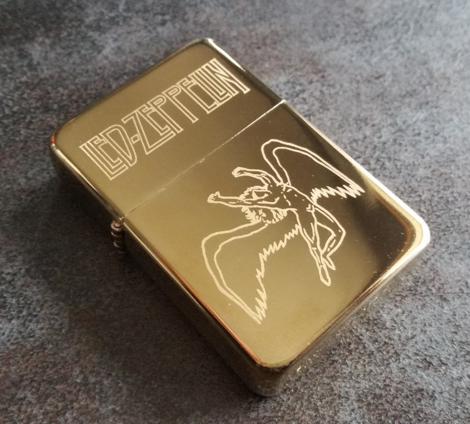 Gold Led Zeppelin Engraved Lighter With Gift Box - FREE ENGRAVING