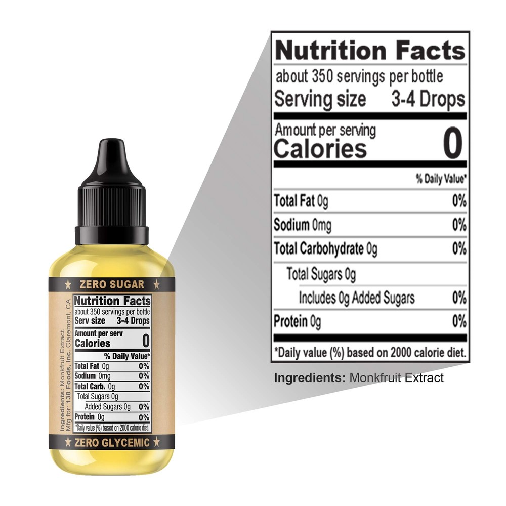 Monk Drops - 100% Monkfruit Liquid Sweetener Zero Glycemic Zero Calories Zero