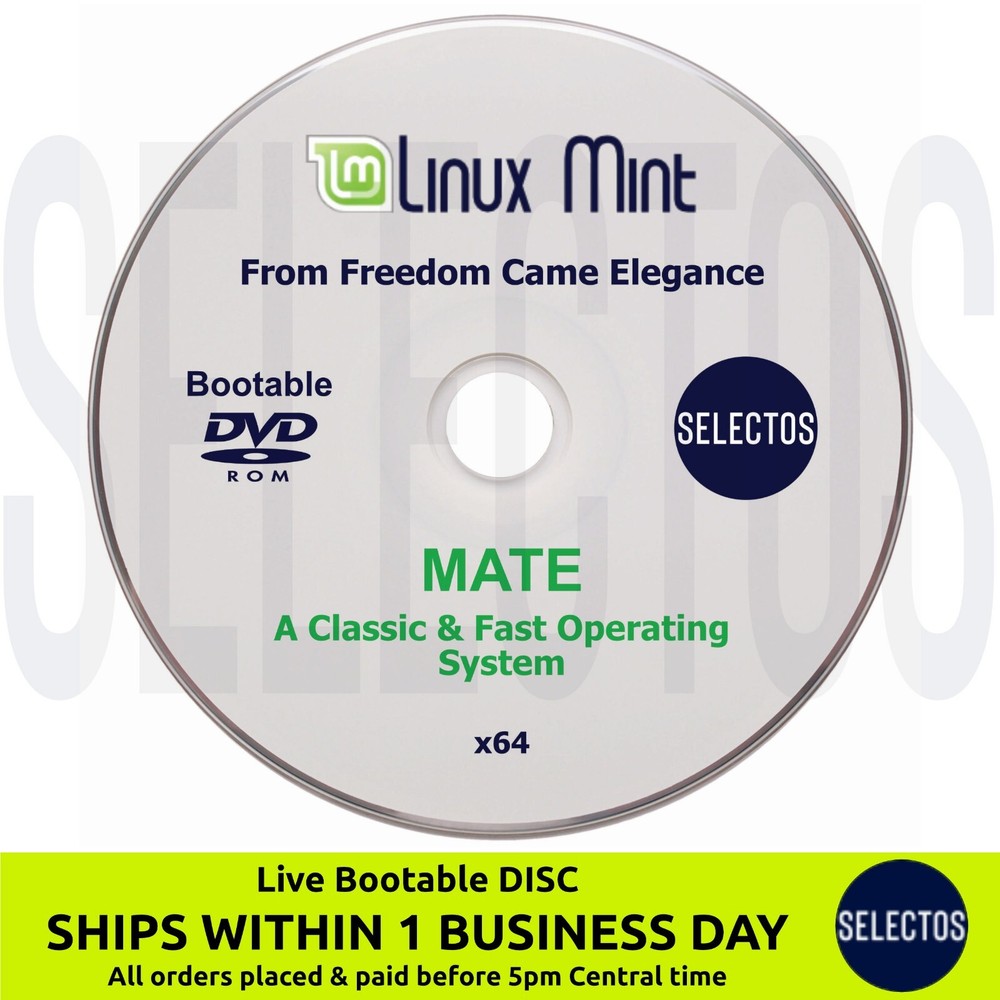 Linux Mint 22.2 Zara MATE Edition Live CD Bootable DISC Linux OS x86 64bit