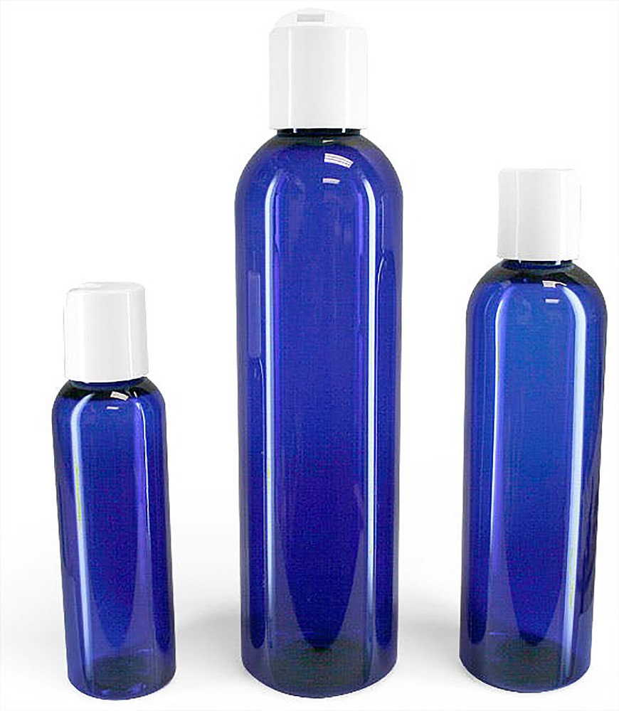 4 Oz Empty Plastic Blue Bullet PET Bottles white Dispensing cap ( 50 PACK )