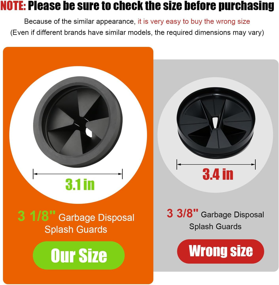 2 Pcs Garbage Disposal Splash Guard Sink Baffle, 3 1/8" Removable Garbage Dispos