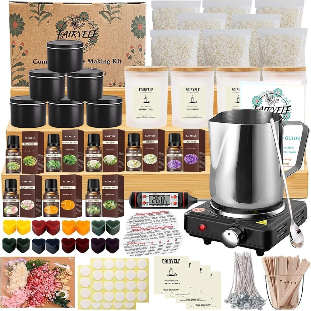 Candle Making Kit with Wax Melter, DIY Starter Scented Candles Making Kit for...