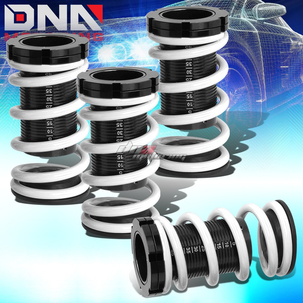 WHITE ADJUSTABLE 1-4" BLACK PERCH SUSPENSION COILOVER SPRING FOR 88-00 EG EK DC