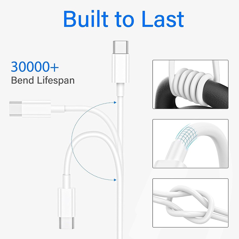3 Pack USB-C to USB-C Fast Charging Cable Type C Quick Charging Cord Data SYNC
