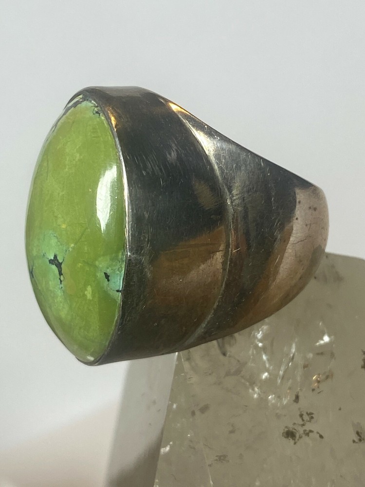 green stone ring sterling silver women men size 8.75