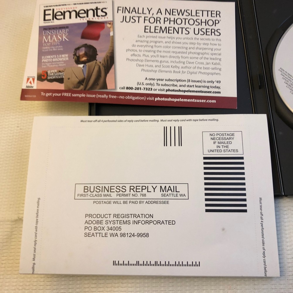 Adobe Premier Elements 3.0 PC 2004 1 Disc + Serial Code Number Macintosh Version