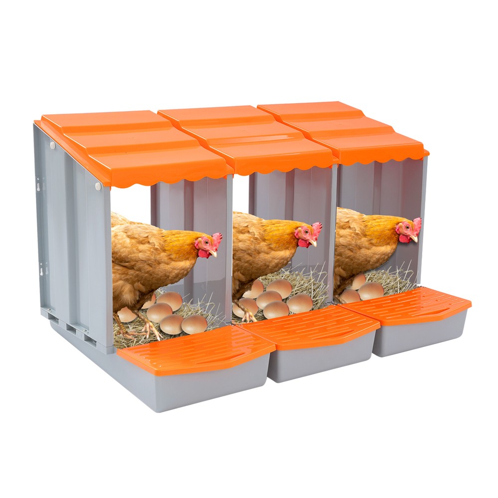 Chicken Nest Boxs 3-Compartment Chicken Nesting Box Chicken Laying Box Orange
