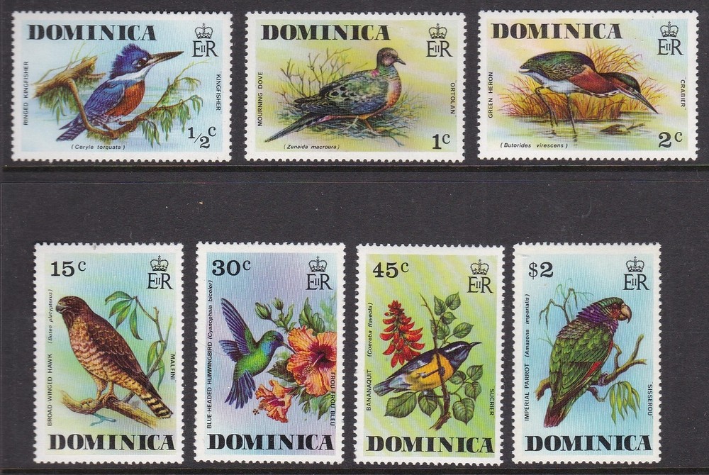 DOMINICA 1976 BIRDS SET NEVER HINGED MINT