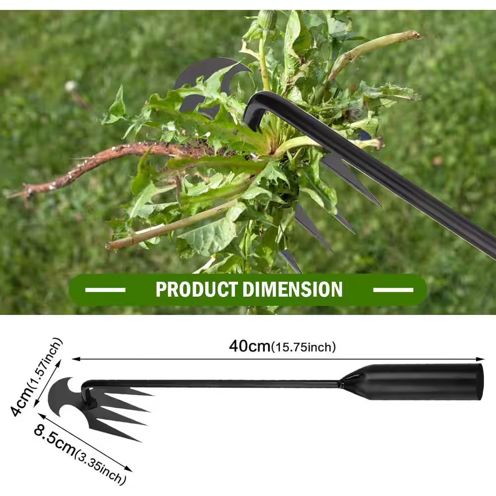 Garden Weed Pulling Tool Uprooting Weeding Tool Stainless Steel 4 Teeth Weeder A