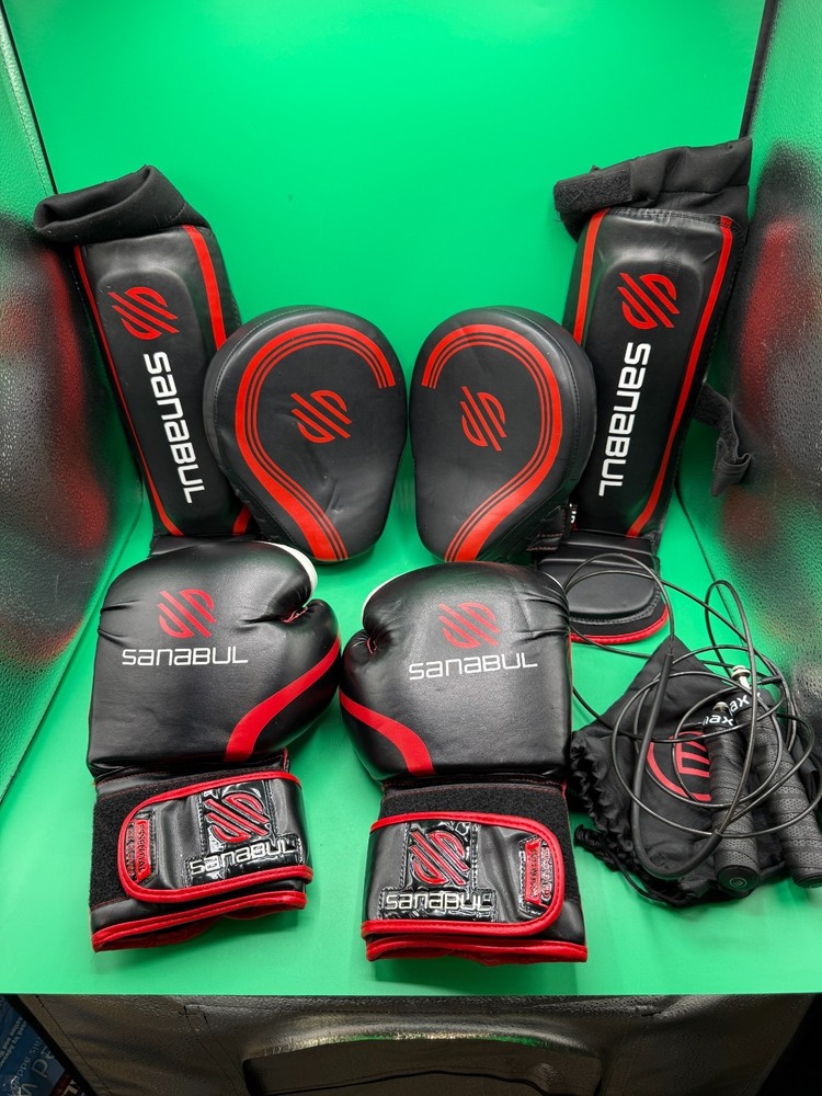 anabul Boxing Training Set 16oz Gloves Shin Guards Focus Mitts Jump Rope MMA