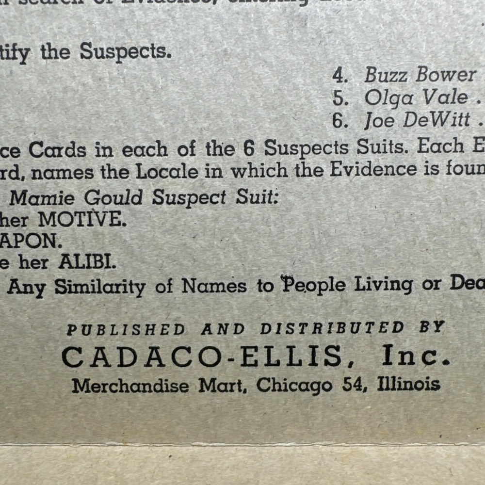 Whodunit Board Game 1959 Cadaco no. 232