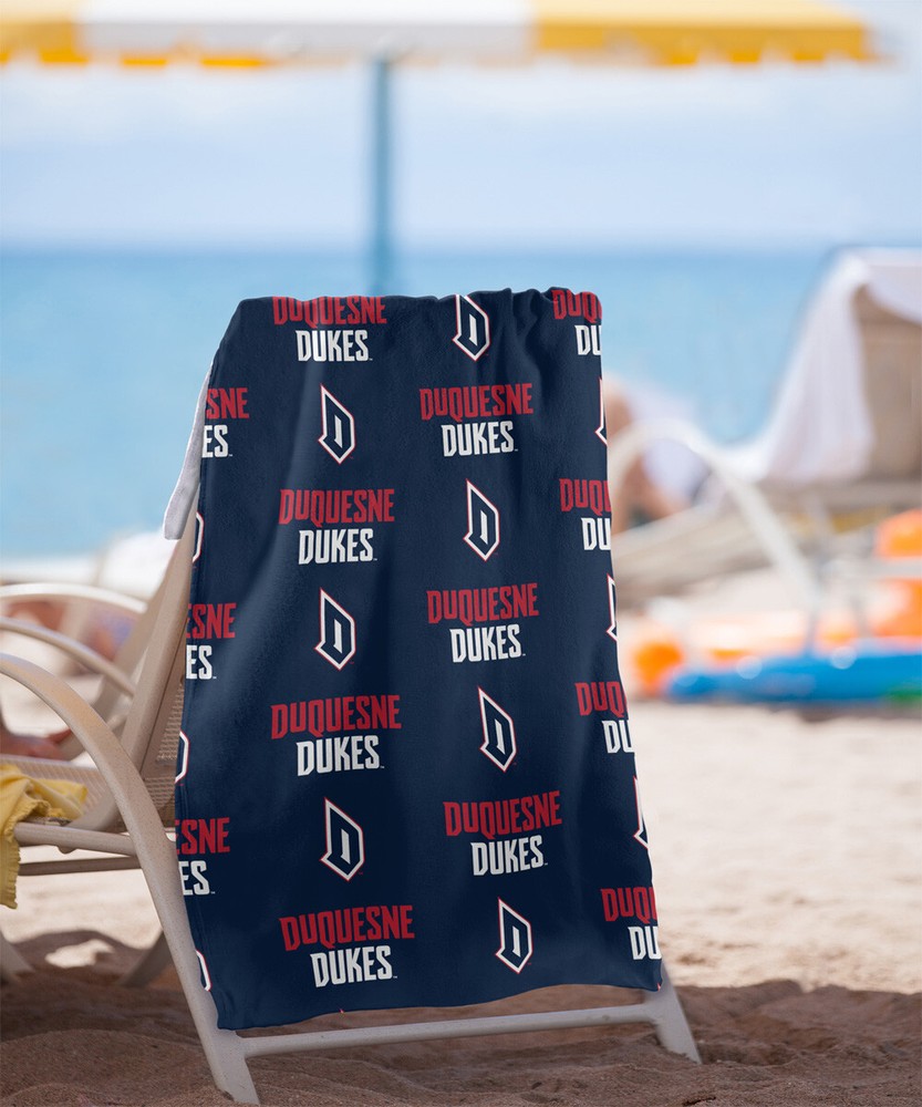 Duquesne University Beach Towel/Bath Towel, 30"x60" Logo Pattern