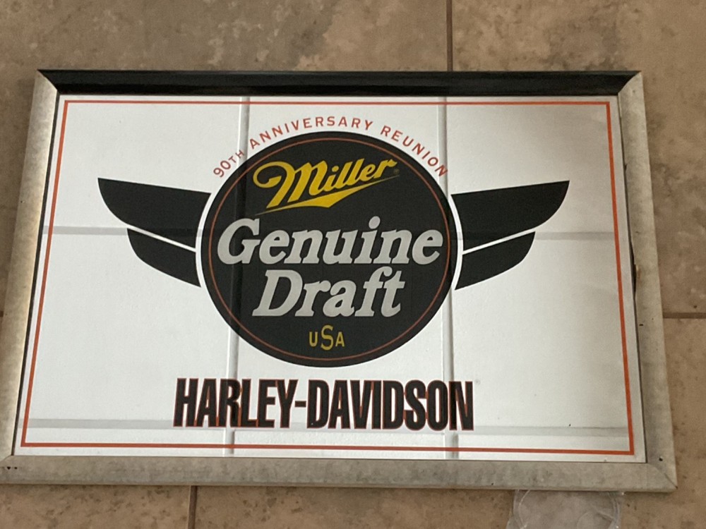 Miller genuine draft Harley Davidson advertising beer mirror