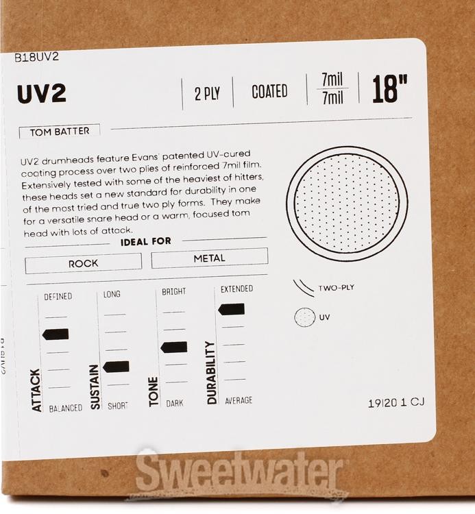 Evans UV2 Series Coated Drumhead - 18"