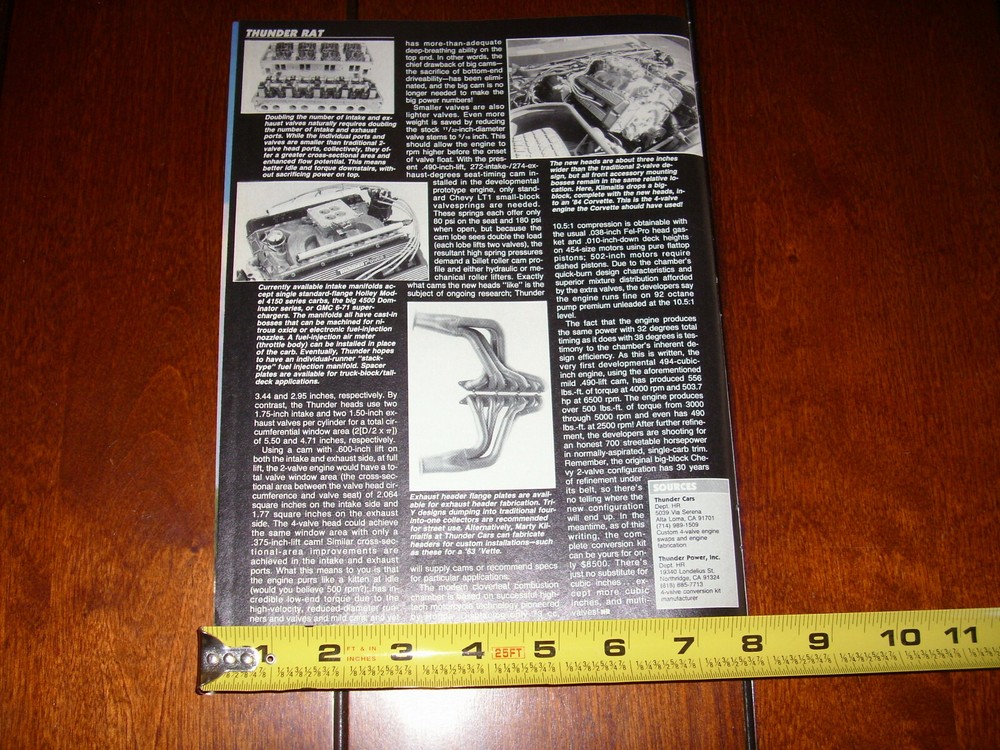 THUNDER POWER 32 VALVE BIG BLOCK CHEVY HEADS ORIGINAL 1991 ARTICLE