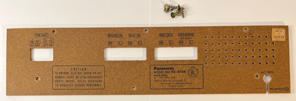 Panasonic RE-8146 Original Back Panel Vintage 8-Track Player Replacement Piece