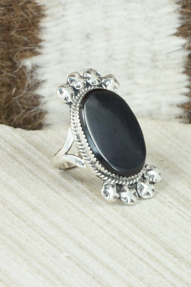 Onyx & Sterling Silver Ring - Selina Warner - Size 5.75