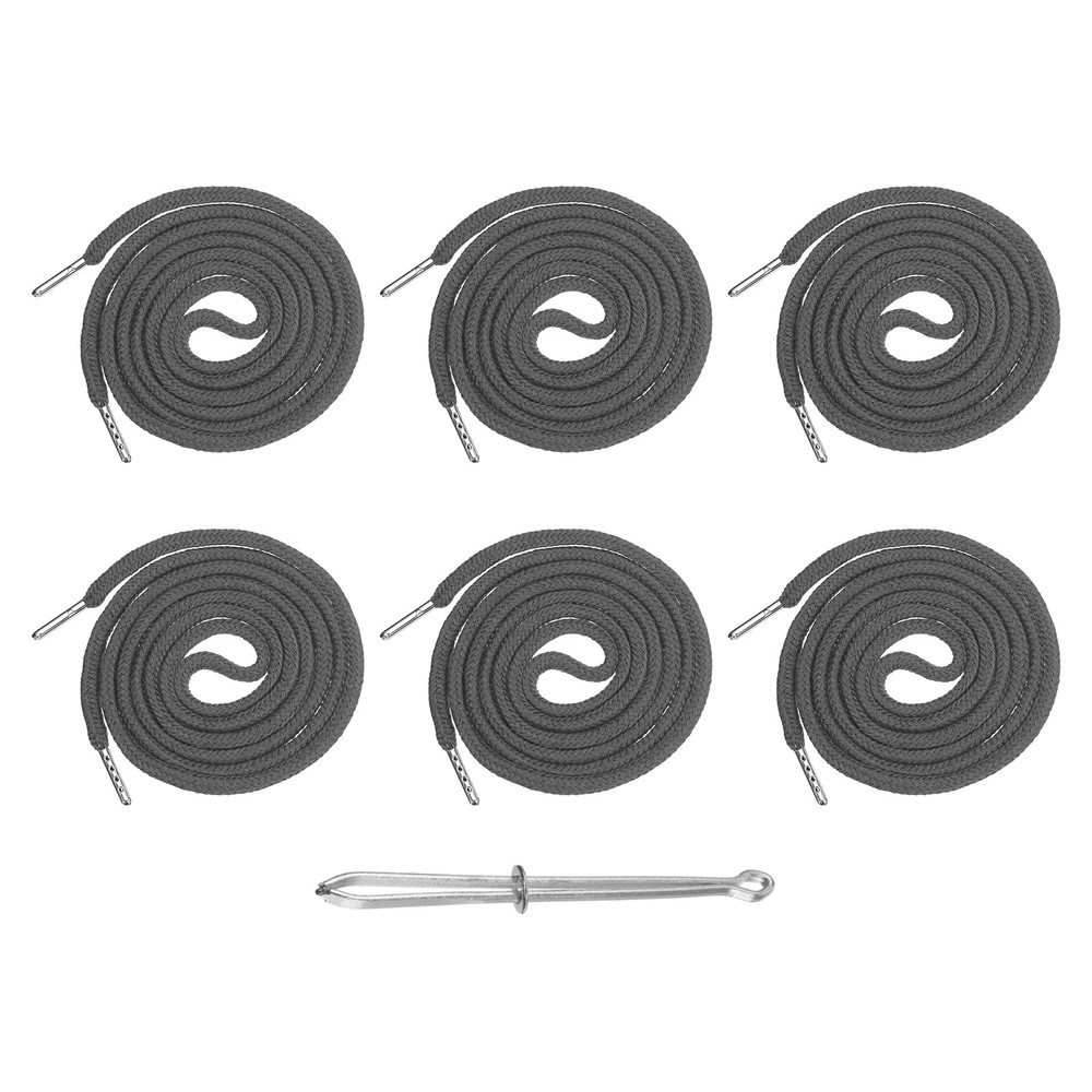 6 Pcs Hoodie Strings Drawstring Cords with Easy Threader (Gray)