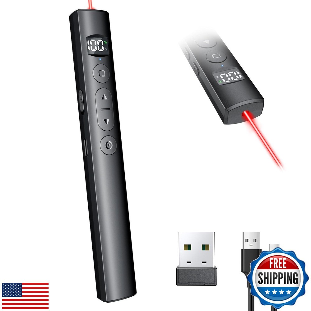 Rechargeable Presentation Clicker with Laser Pointer for Powerpoint Presentat