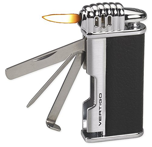 Black Lotus Vertigo Puffer Angled Flame Pipe Lighter w/Tamper Scraper Spike 8273