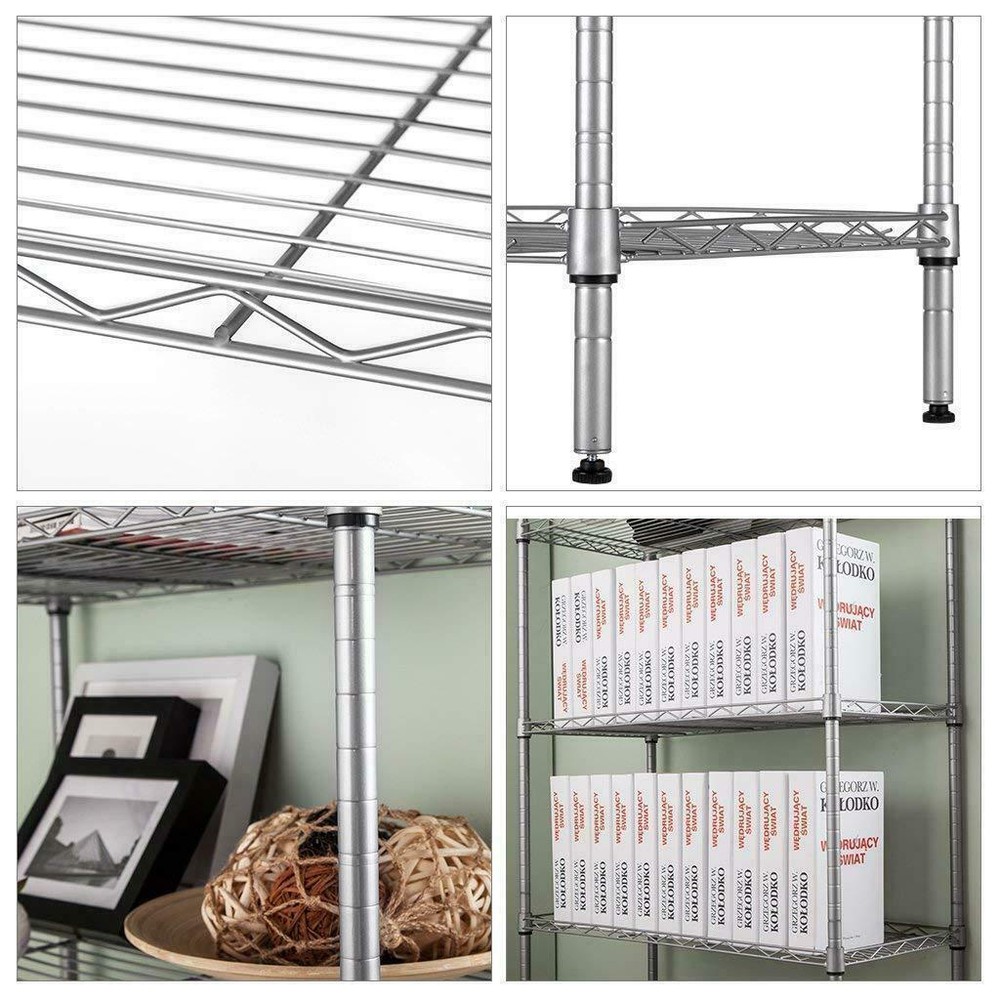 5 Layer Wire Shelving Rack Metal Shelf Adjustable Utility Kitchen Storage