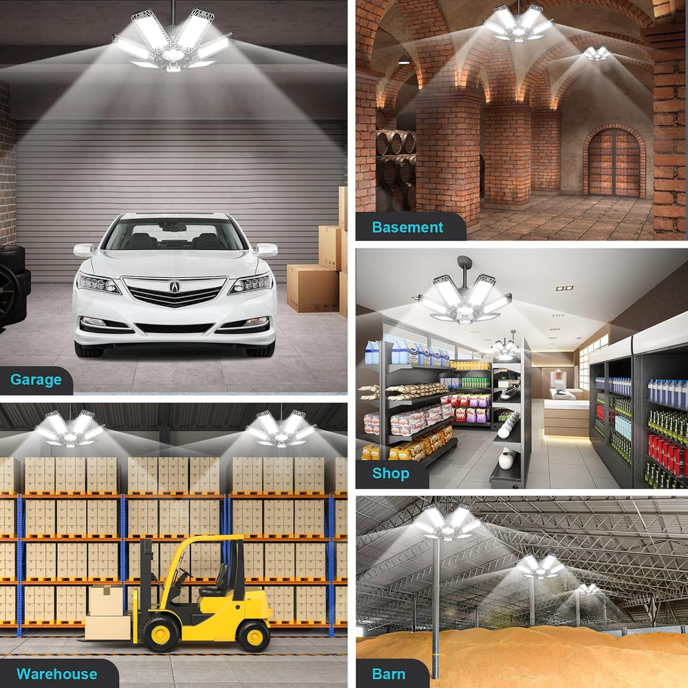 200W LED Garage Light 20000LM 6500K 8 Panel Deformable E26 E27 Shop