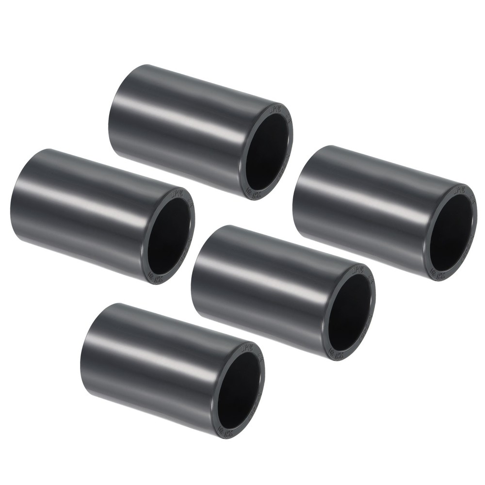 5pcs 3/4" Socket SCH80 UPVC Pipe Fitting Straight Coupling Connector, Grey