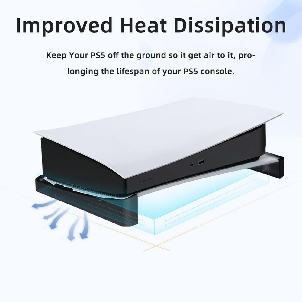Horizontal Stand for PS5 Disc Digital Console Stable Base Black Non Slim Pro Fit