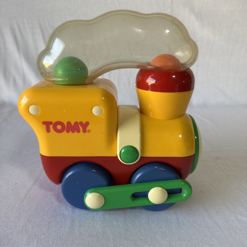 Vintage 1990 Tomy Pull String Train Ball Toy