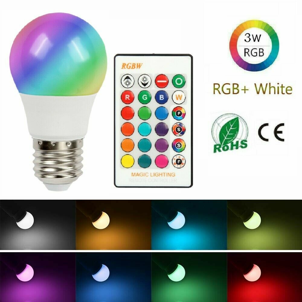 E26/E27RGBW LED Light Bulb Color Changing Dimmable Lamp With Remote Control Lot