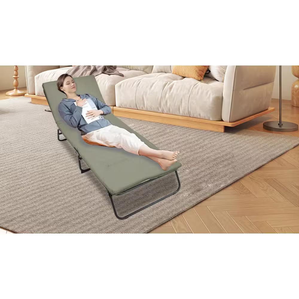 Folding Camping Cot for Adults, 5-Angle Adjustable Camping Cot Heavy Duty Outdoo