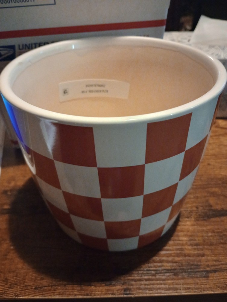 Red And White Checkered Pot Planter