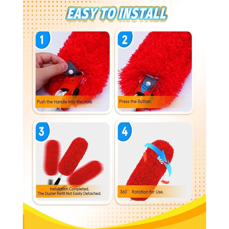 Microfiber Duster Replacement Heads Washable Reusable Compatible W/ OXO Duster