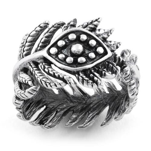 925 Sterling Silver Evil Eye Leaves Ring