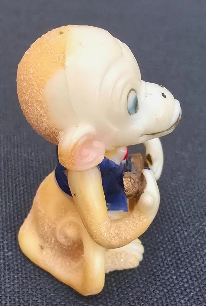 Strange & Unusual Small Plastic Monkey with Guitar Figure