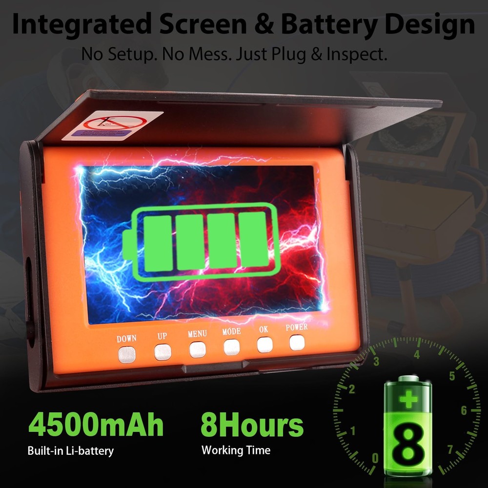 Sewer Camera 100FT/30M Pipe Inspection Borescope Endoscope Camera with Light ...